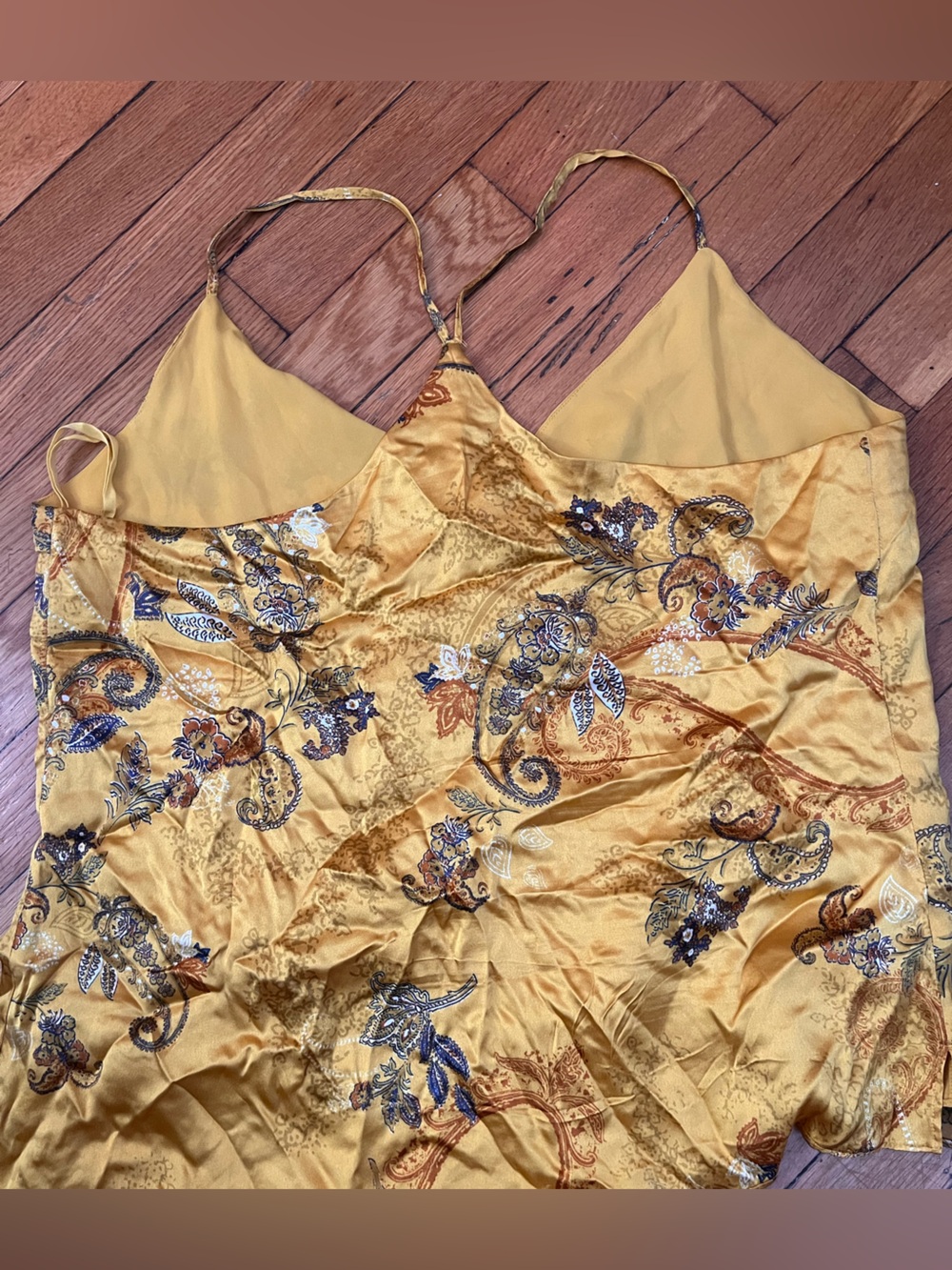 L’agence Never have I ever Mustard Yellow silk tank Floral Cami nyc alc theory L - Picture 4 of 7